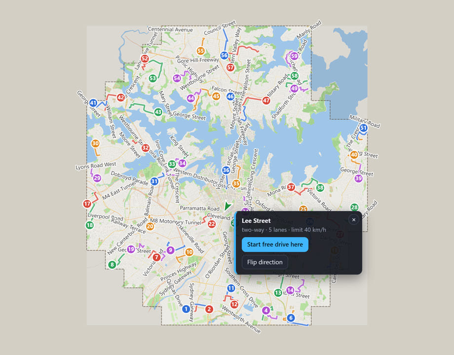 Roadarium’s Sydney street map
